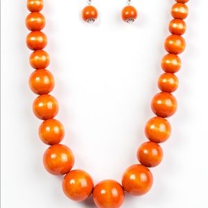 Orange beaded necklace set